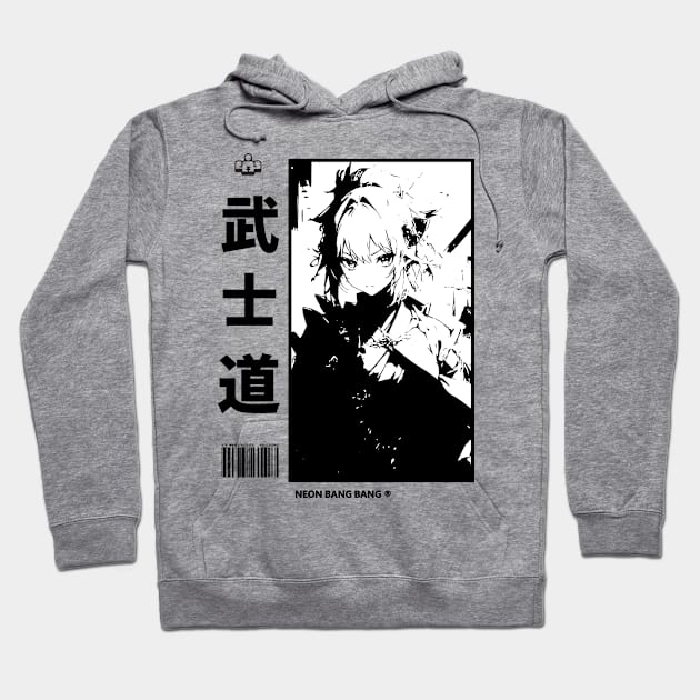 "Bushido" Japanese Samurai Streetwear Anime Girl Manga Aesthetic Hoodie by Neon Bang Bang